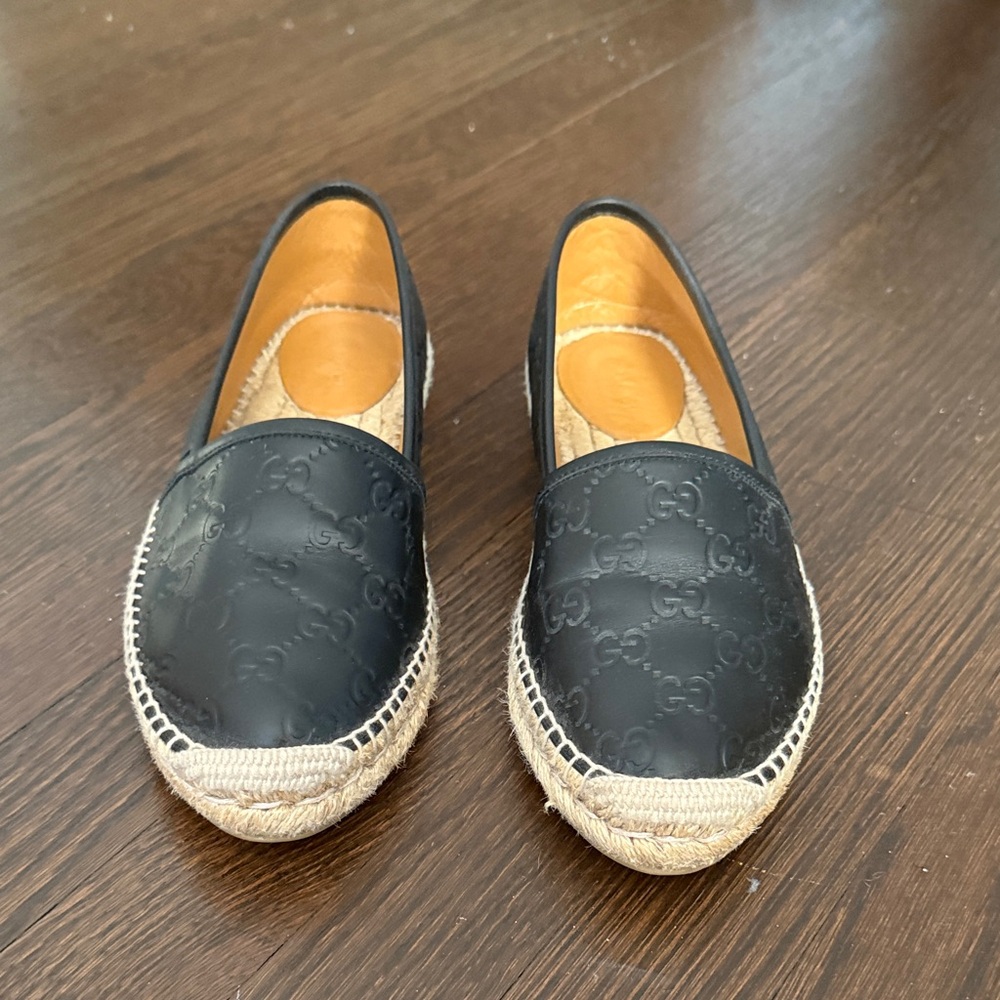 Gucci Black Leather Espadrilles for Women